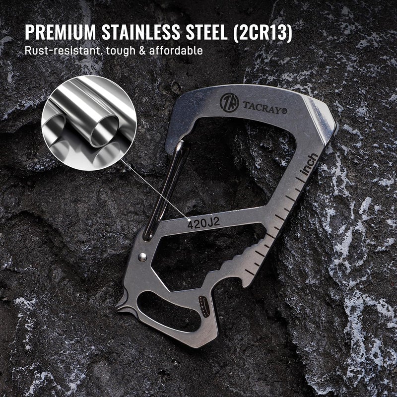 TACRAY Compact Carabiner Keychain Clip, Titanium EDC key holder, Anti-Lost Keychain Hook, Multi-tool Bottle Opener Keychain, Quick Released Backpack Clasp - Image 2